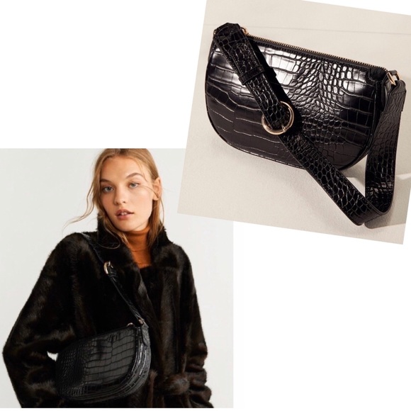 croc effect baguette bag